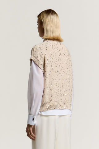 Worsted wool cardigan with sequins