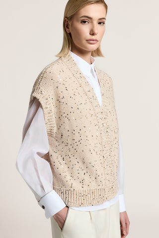 Worsted wool cardigan with sequins