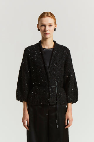 Alpaca wool cardigan with sequins