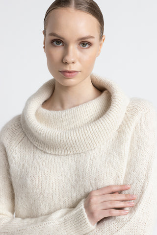 Alpaca and mohair bare shoulder sweater