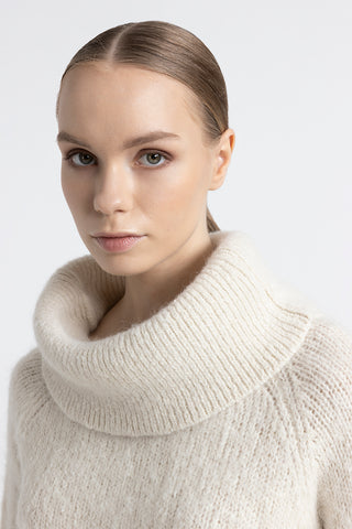 Alpaca and mohair bare shoulder sweater