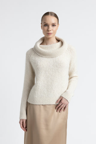 Alpaca and mohair bare shoulder sweater