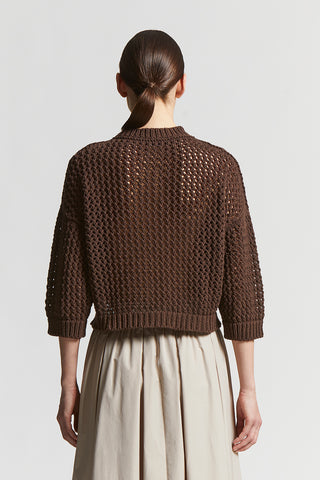 Cotton cordonnet jacquard sweater with sequins