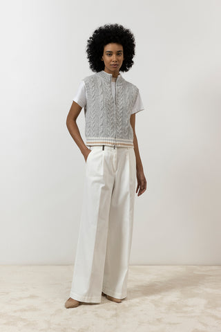 Wide-leg trousers in cotton gabardine