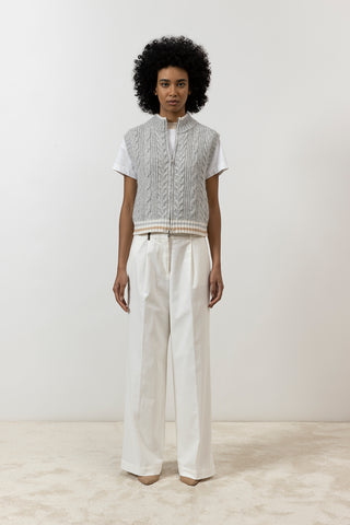 Wide-leg trousers in cotton gabardine