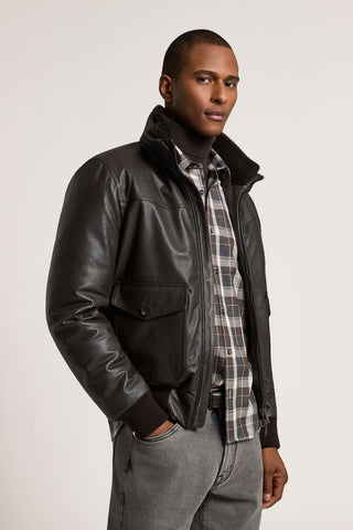 Genuine nappa leather bomber jacket