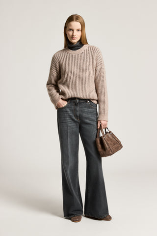 Rigid cotton twill jeans