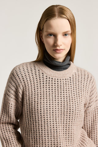 Knitted alpaca wool and bouclé yarn sweater