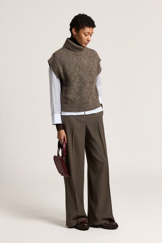 Alpaca, wool and cotton sweater with diamond pattern
