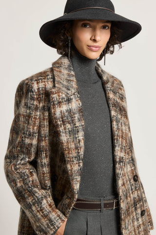 Double-breasted coat in mohair wool blend