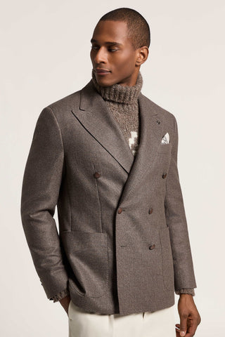 Double-breasted blazer in silk-wool blend