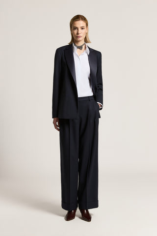 Single-breasted blazer in wool gabardine