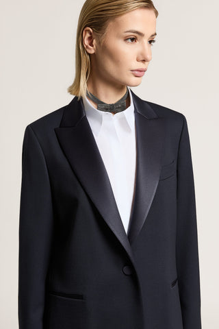 Single-breasted blazer in wool gabardine