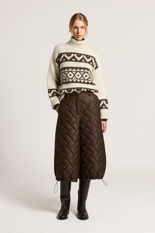 Quilted peachskin microfiber trousers