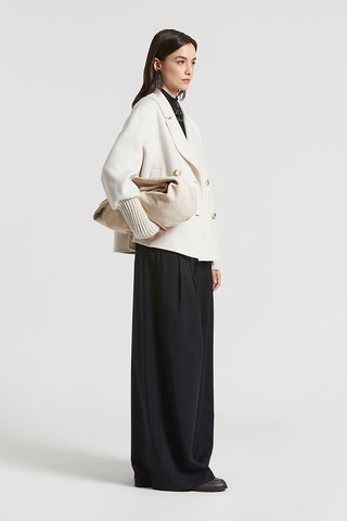 Two-way stretch wool canvas trousers