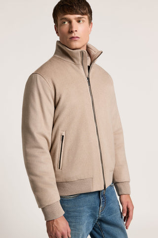 Down and wool and cashmere cloth bomber jacket