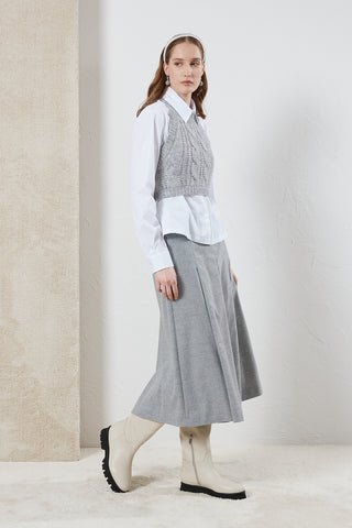 Wool and viscose blend light flannel culottes