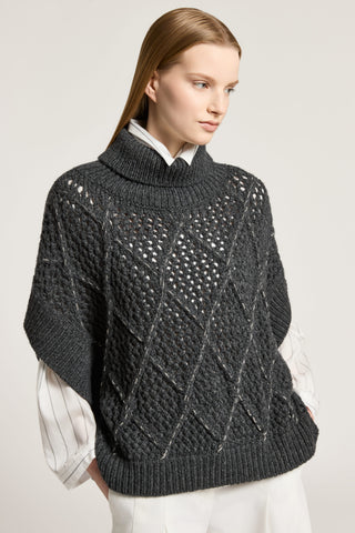 Wool-blend blown yarn cape