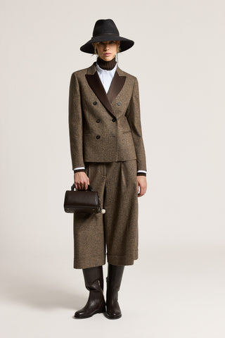 Double-breasted blazer in wool and silk tweed
