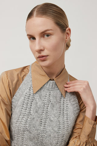 Light silk blend cropped shirt