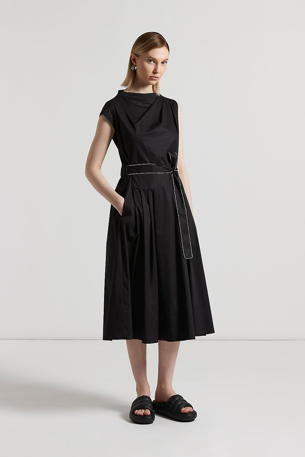 Chemisier dress in light stretch cotton satin | Peserico US
