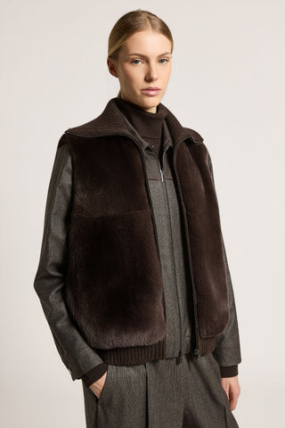 Rex lapin fur and wool, silk and cashmere vest
