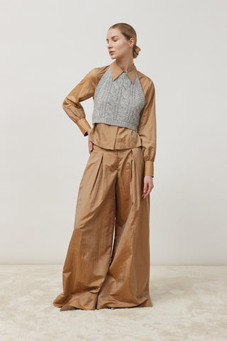 Light silk blend cropped shirt