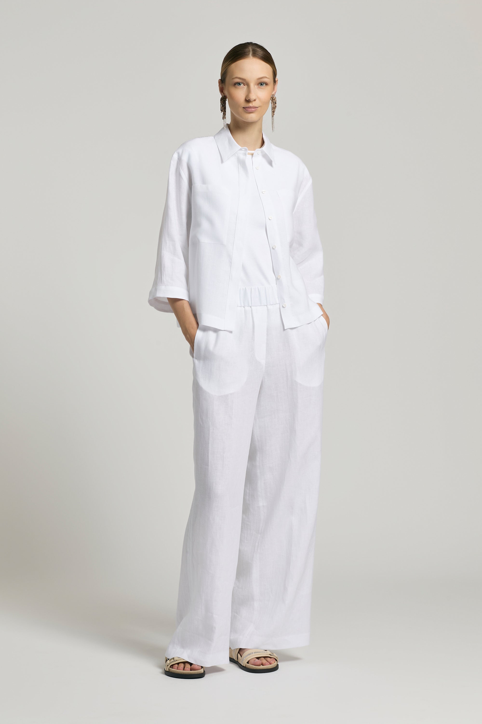 Pure linen palazzo trousers | Peserico US