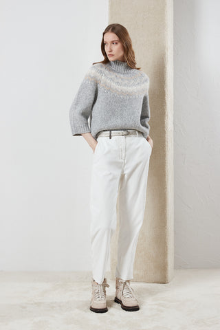 Alpaca and wool jacquard high neck sweater