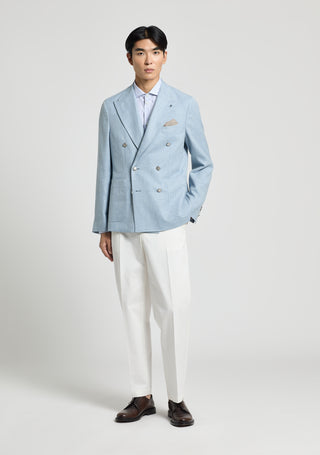 Double-breasted blazer in linen-wool-silk blend