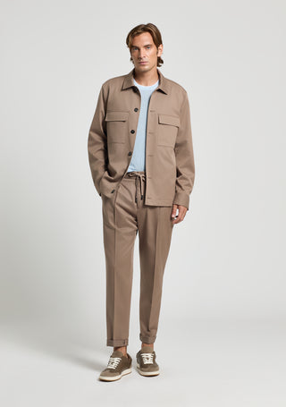 Cotton-blend twill overshirt