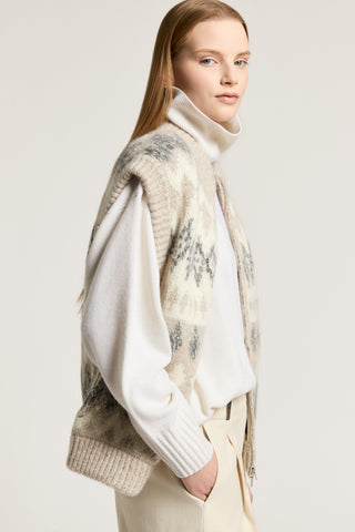 Virgin wool, silk and cashmere sweater
