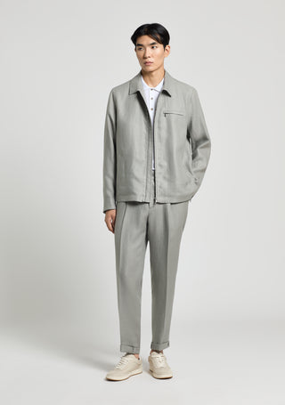 Pure linen gabardine jacket with zip