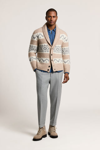 Carded pure wool gabardine joggers