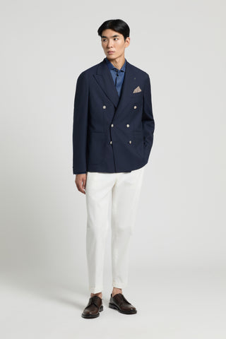 Double-breasted blazer in pure wool hopsack