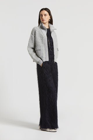 Lightweight fur-effect viscose T-shirt