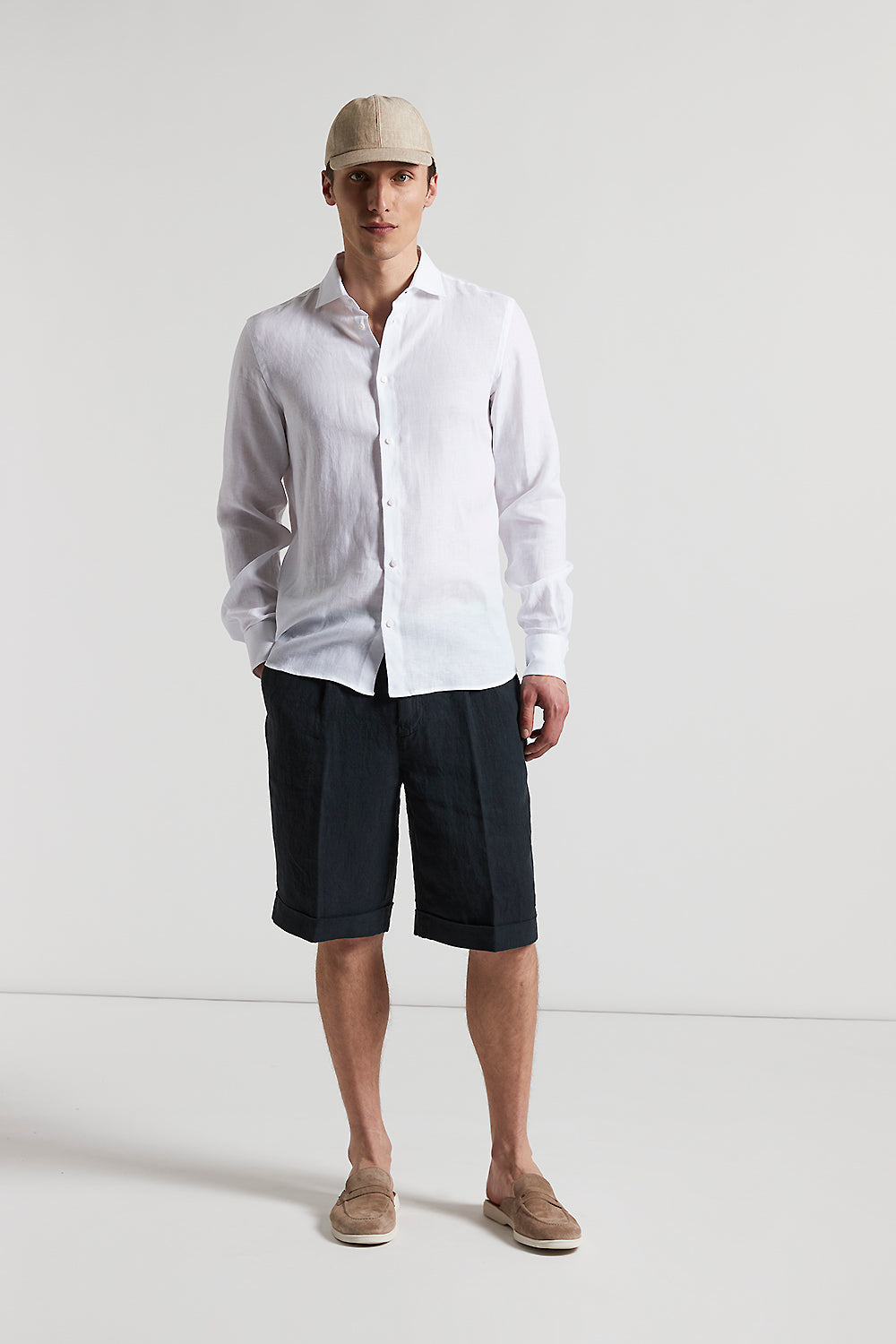 Tシャツ・カットソー PESERICO SS25 Pure linen striped canvas shirt (S06115 985) Striped pure linen shirt | Peserico US