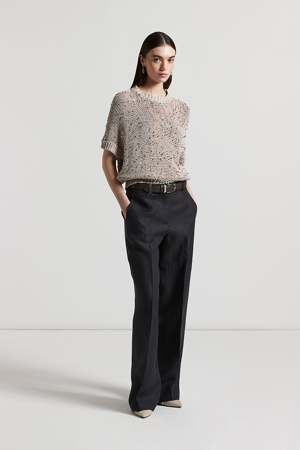 Cotton webbing sweater with sequins | Peserico US