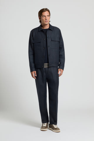 Pure linen gabardine overshirt