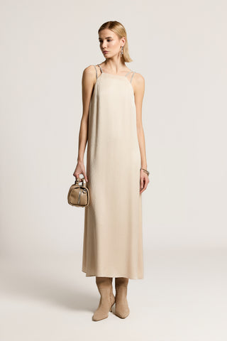Long hammered satin dress