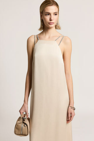 Long hammered satin dress