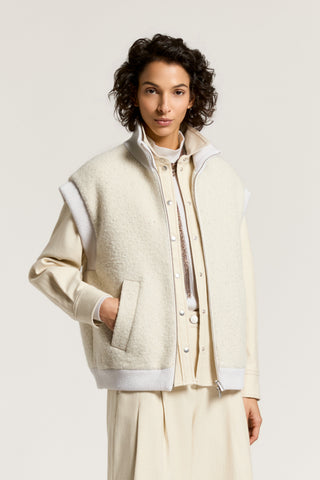 Wool, baby alpaca bouclé and sequin vest
