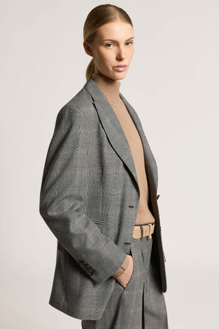 Single-breasted pure wool flannel blazer