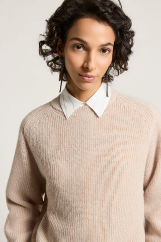 Micro-sequined alpaca yarn sweater