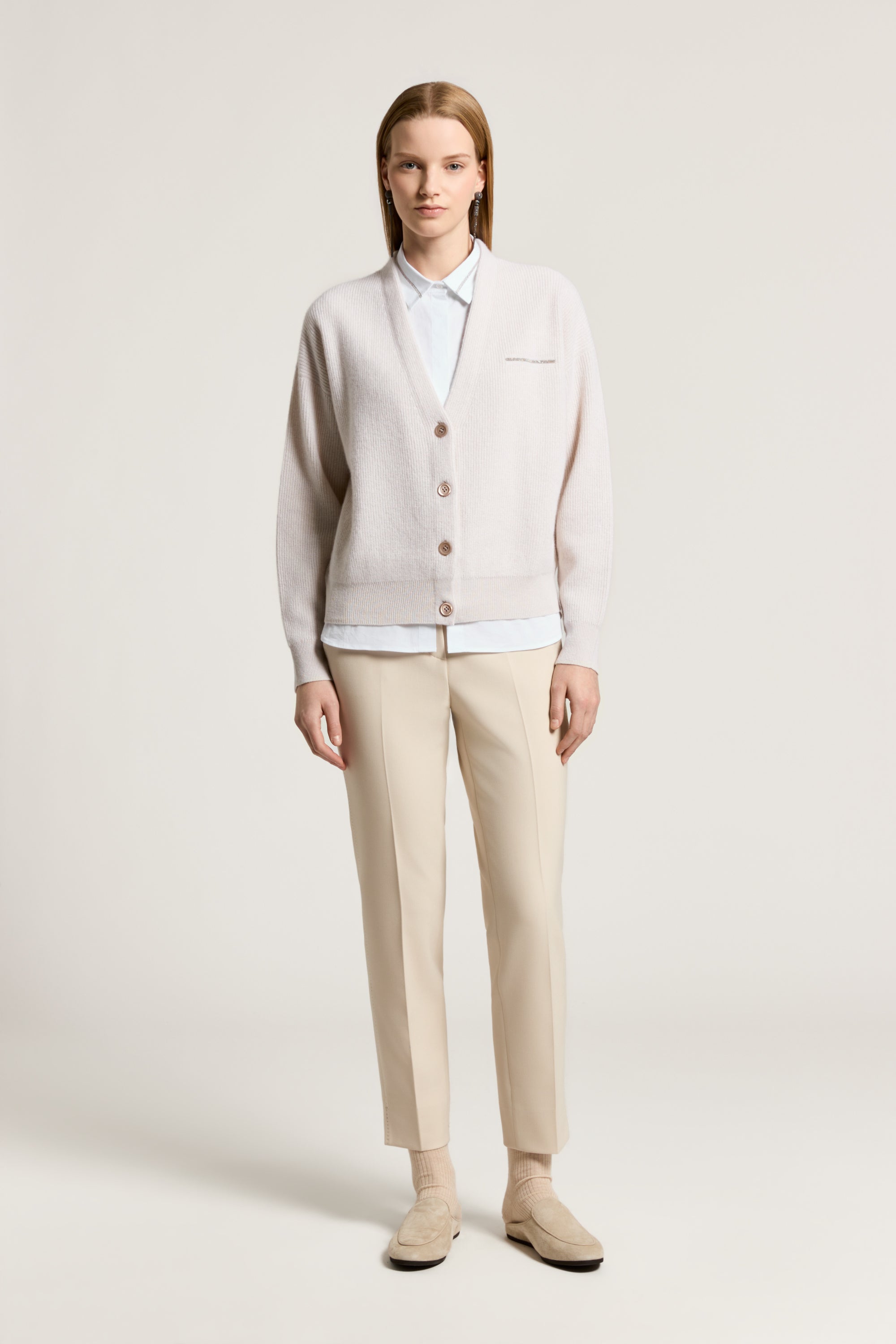 Compact technical fabric cigarette trousers | Peserico US