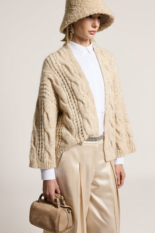 Wool and alpaca cardigan with sequins 4 / 5