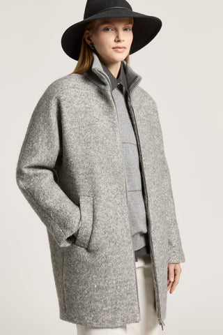Wool and baby alpaca coat with sequins