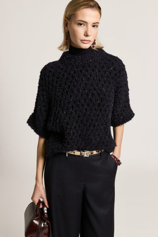 Bouclé wool, alpaca, and lurex sweater