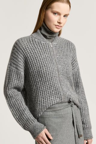 Alpaca, wool and mohair zip-up sweater