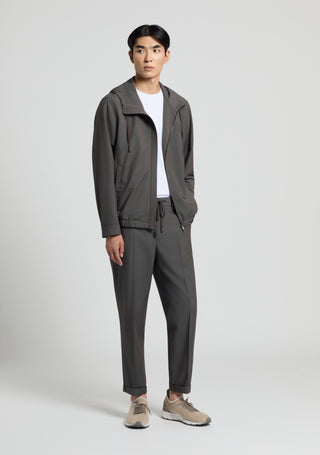 Technical wool canvas jacket with hood